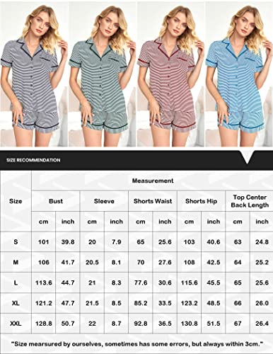 Ekouaer Cotton Jersey Pajma Set Striped Women's Pajamas - 2 Piece Short Set (Deep Sky Blue Striped Xl) #TOP5