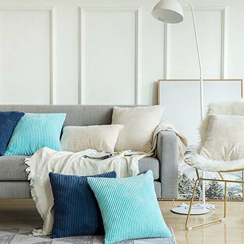 MIULEE Set of 2 Striped Corduroy Square Christmas Throw Pillow Case Soft Cushion Cover Sham Home for Sofa Chair Couch/Bedroom Decorative Fluffy Pillowcases 24x24 Inch 60x60cm Cream White - Cosy Home Interiors MIULEE Set of 2 Striped Corduroy Square Christmas Throw Pillow Case Soft Cushion Cover Sham Home for Sofa Chair Couch/Bedroom Decorative Fluffy Pillowcases 24x24 Inch 60x60cm Cream White - Image 8