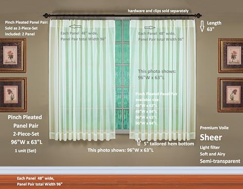 Image of Today's Curtain, Emelia Pinch Pleat Pair 48 inch W x 84 inch L Ecru, 2-Piece-Set