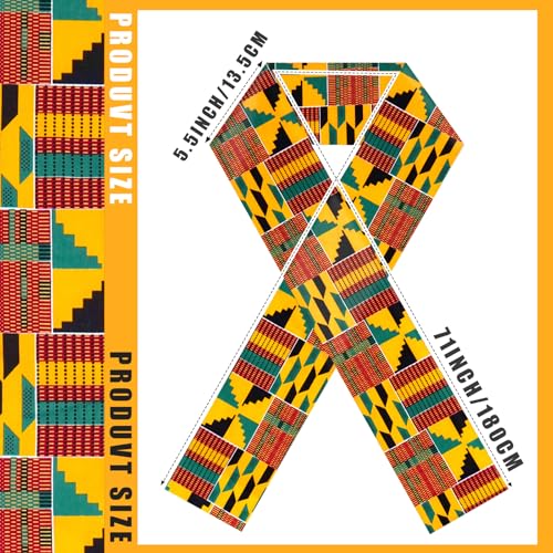 SEA&ALP Authentic African Scarf,African American Graduation Stole,Soft Cotton Kente Print Cloth Scarf gift for Women & Men2