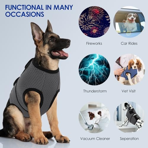 Image of KOESON Dog Anxiety Calming Vest, Breathable Dog Thunder Jacket, Adjustable Pet Stress and Anxiety Relief Shirt for Thunderstorm, Fireworks, Grooming, Vet Visit, Travel, Separation, XS-3XL