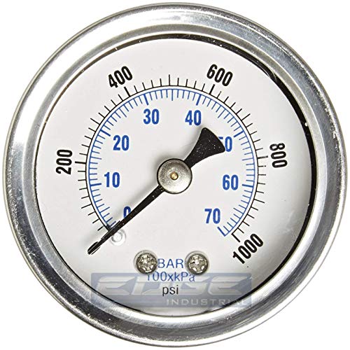 GAUGE Stainless Steel Liquid Filled Pressure, Back Mount 1/8