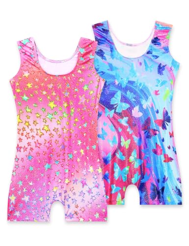 Image of 2 Pack Leotard for Girls Gymnastics Sparkly Sleeveless Unitards