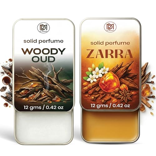 Image of Dr.Mashur Solid Perfume |zarra&Woody oud Alcohol Free Wax Perfume Balm, Long Lasting | Pocket Tin 12g, Pack Of 2| Non Greasy Smooth Glide, Travel Friendly Men And Women
