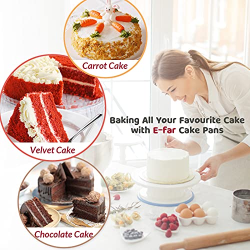 E-Far 8 Inch Cake Pan Set Of 2, E-Far Stainless Steel Round Layer Cake Baking Pans With Parchment Rounds & Side Liner Roll thumb #6