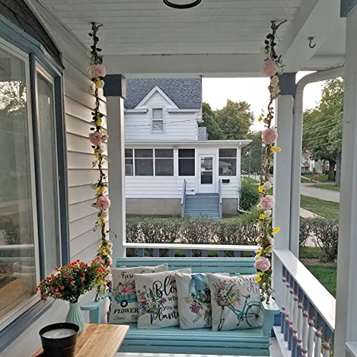 Lskytop 6Ft Artificial Peony Flower Garland Flower Vine Garland Silk Peony Garland With Pink And White Flowers For Party Wedding Wall Decor #TOP3