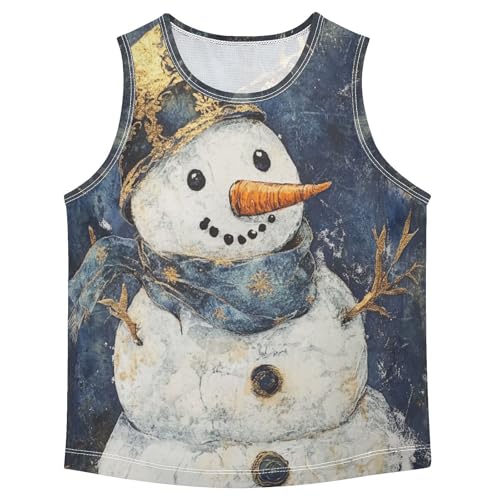 Boys Tank Top Shirts Retro Winter Snowman Sleeveless T-Shirts Crew Neck for Kids Clothing Children