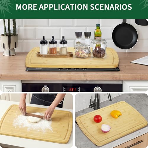 GarveeHome Extra Large Bamboo Cutting Board, 30.1 x 20 Inch Wooden Chopping Board for Kitchen, Butcher Block with Juice Groove and Handles, Stove Top Cover, Over Sink Noodle Board