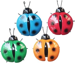 GANAZONO 4pcs Wall Hanging Retro Decor Outdoor Decorations Outdoor Tabletop Decor Ladybug Wall Hanging Iron Ladybug Decor Outdoor Wall Decor Garden Ladybird Ornament Ladybird Wall Decors 3D