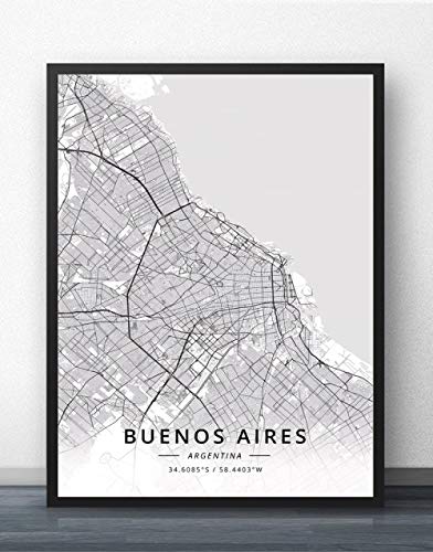 Cuadro Sobre Lienzo,Buenos Aires Argentina City Map Wall Art Pictures Large Posters Prints Modern...