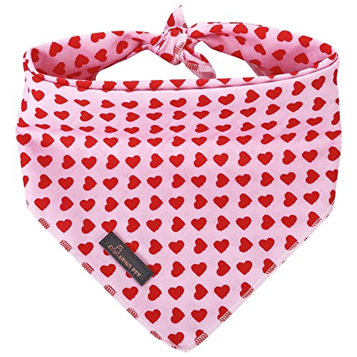 ARING PET Valentine's Day Dog Bandana - Cute Heart Scarf, Soft Cotton Triangle Bibs for Small to Large Boy Girl Dogs and Cats