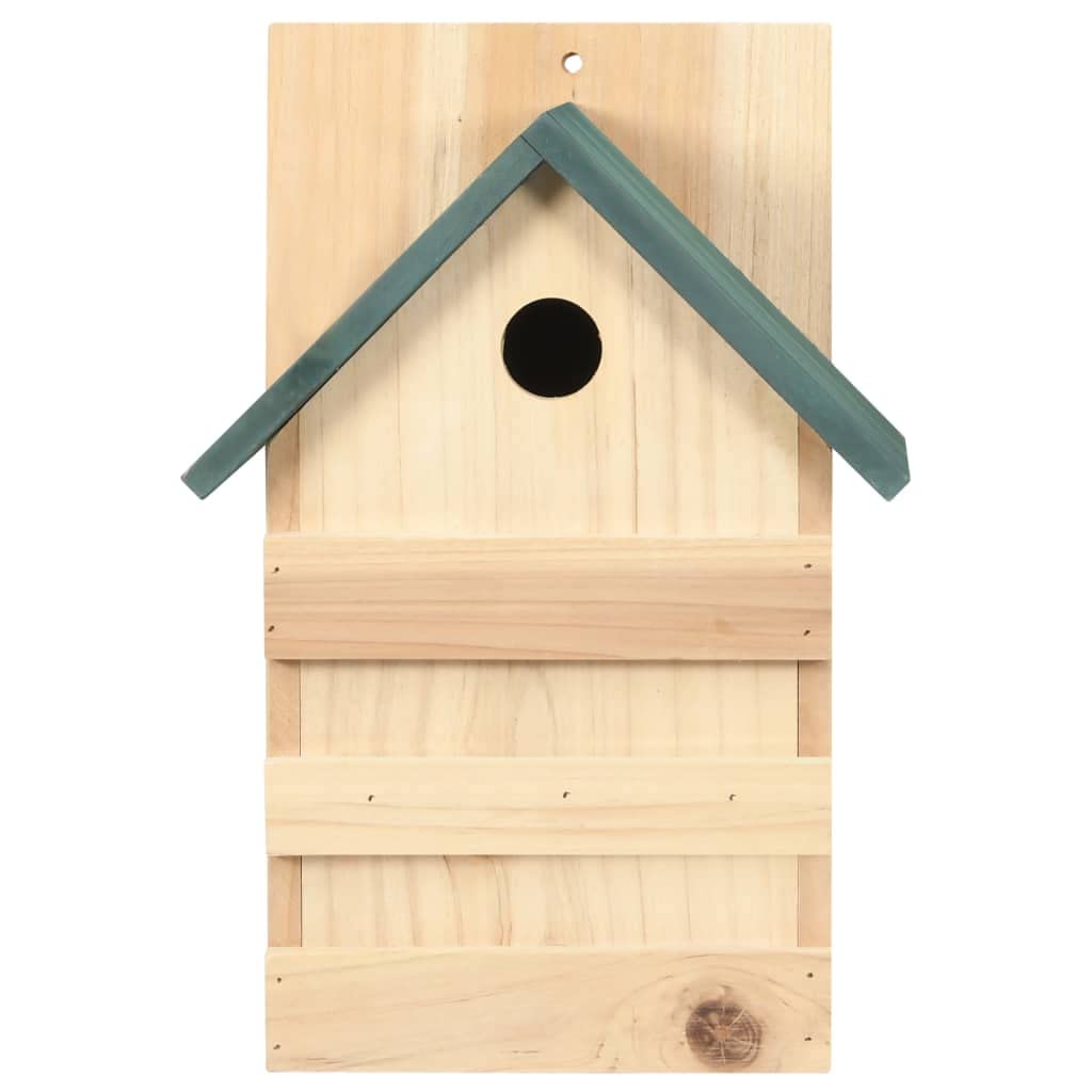 Pajareras de madera de abeto, 4 unidades, 23 x 19 x 33 cm con techo verde, casa para pájaros resistente a la intemperie, nido y comedero para jardín, balcón, terraza, ideal para pájaro cantor