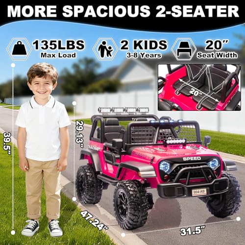 NEWQIDA 24V Ride On Toys for Big Kids, 2 Seater Electric Car with Remote Control 4x4 Ride on Truck for Boys Girls, 4-Whe - Additional View