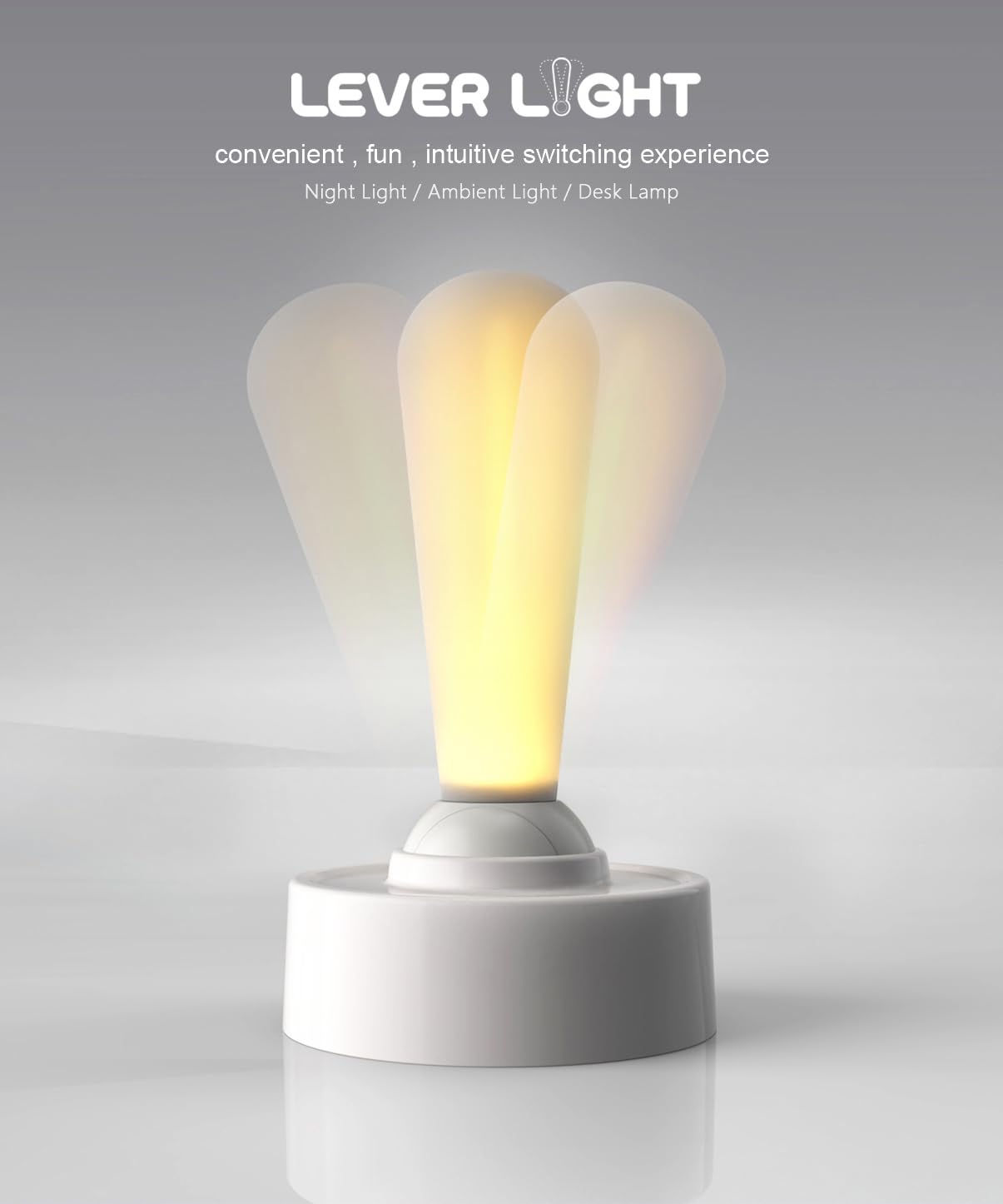 Lever Night Light Innovative Dimmable Toggle Switch Stylish Fun Wall/Desktop Use Cute Stick-Shaped Rechargeable Lamp (White)