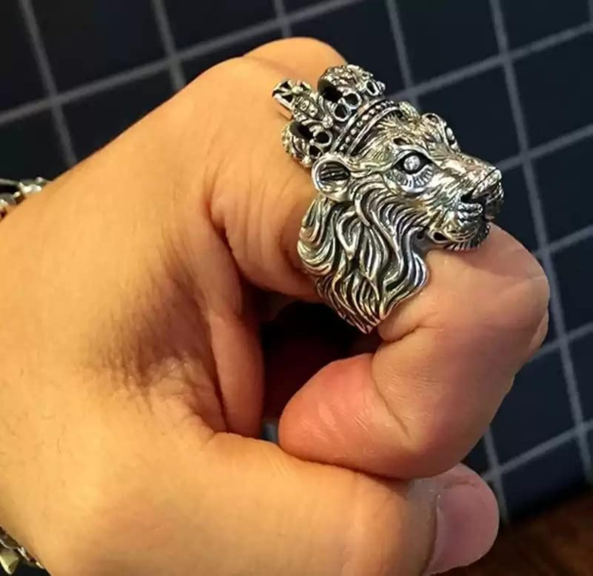 Charming King Lion Silver Plated Stylish Ring for Men