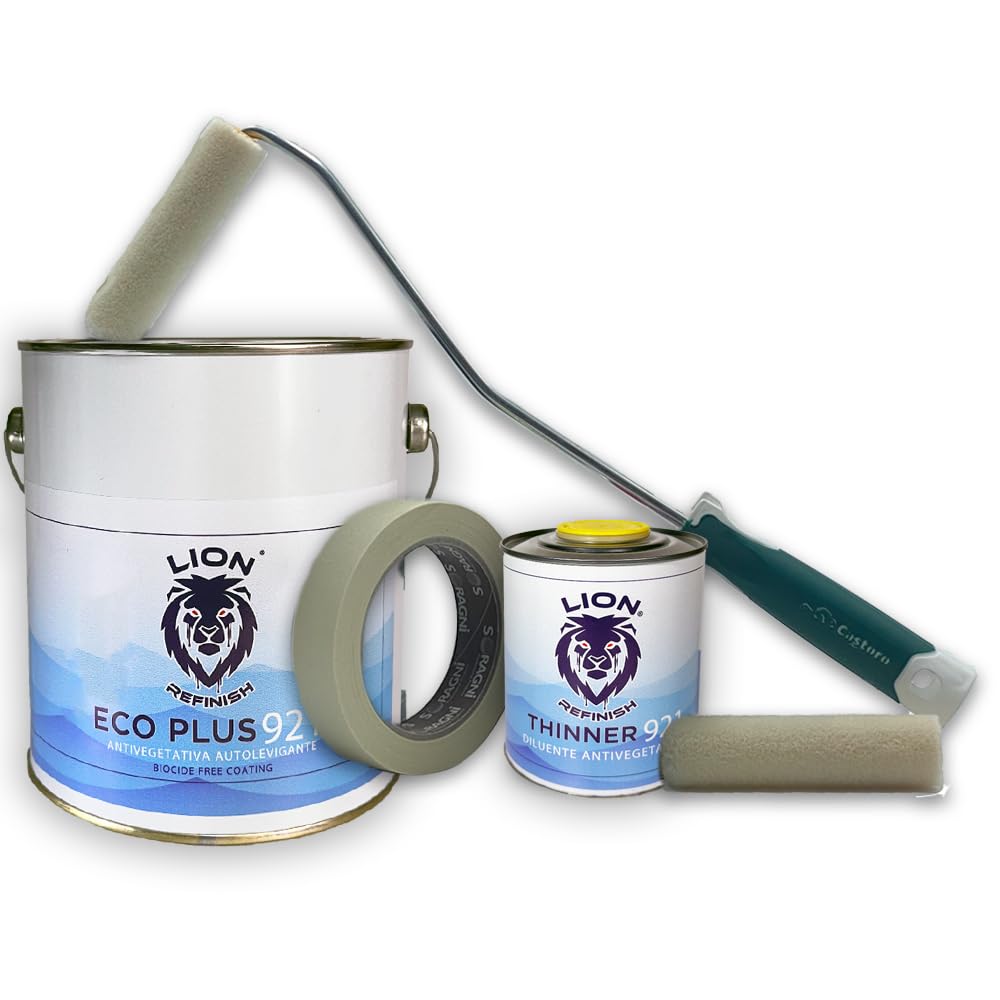 Kit Antivegetativa Lion Refinish Eco Plus 921 2,5L con Diluente 250ml, Rullino a Pelo Raso e Nastro Gommato (Nero Opaco)