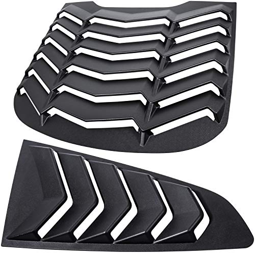 E-cowlboy Rear+Side Window Louvers for Ford Mustang 2015 2016 2017 2018 2019 2020 2021 2022 2023 Windshield Sun Shade Cover Vent GT Lambo Style Exterior Accessories All Weather ABS (Matte Black)