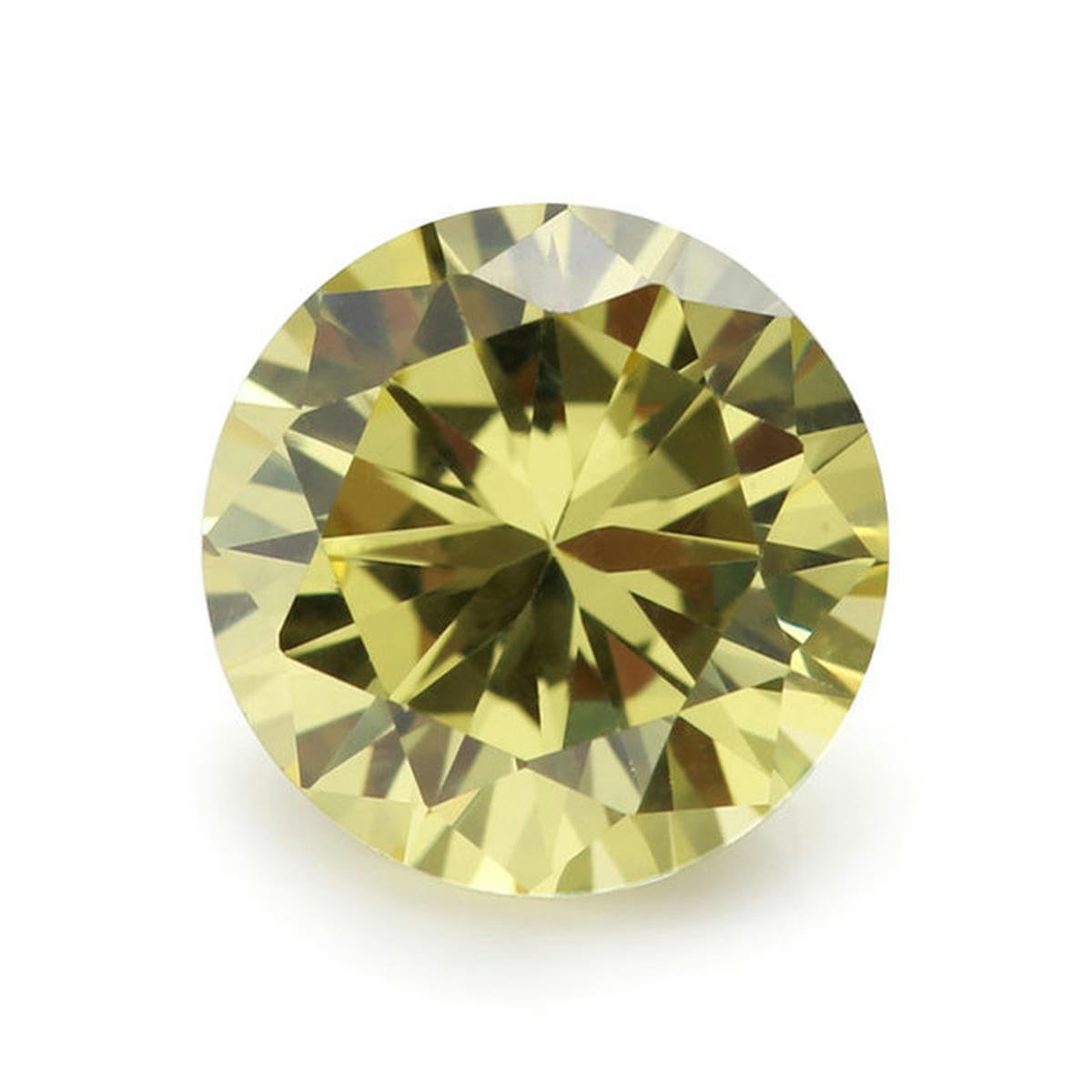 Size 1.0~10.0mm Various Color Cubic Zirconia Bead Stones Round Cut Loose Synthetic Gems-Olive Yellow-6mm (20 Piece)