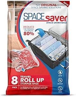Spacesaver Premium Vacuum Storage Bags. 80% More Storage! Hand-Pump for Travel! Double-Zip Seal and Triple Seal Turbo-Valve for Max Space Saving! (Small 3 Pack)