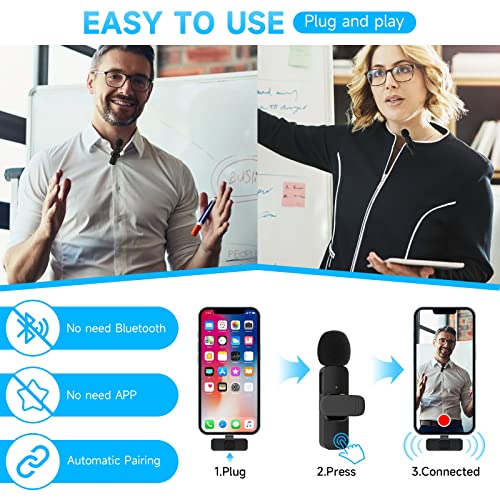 Pqrqp Wireless Microphone For Iphone Ipad, Wireless Clip Mic, Wireless Lavalier Microphone, Wireless Microphones, Plug-Play Microphone For Iphone Video Recording, Live Stream, Youtube, Tiktok #TOP1