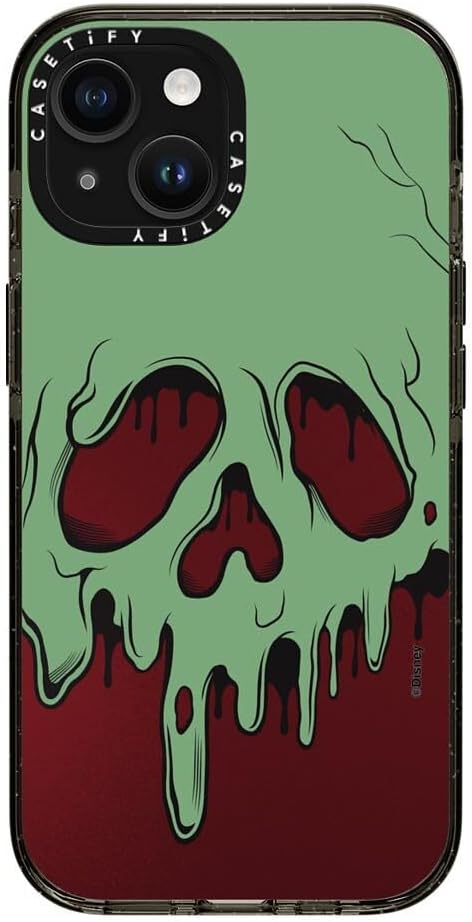 CASETiFY Impact iPhone 15 Case [Villains Co-Lab / 8.2ft Drop Protection/Magsafe] - Poison Apple - Clear Black