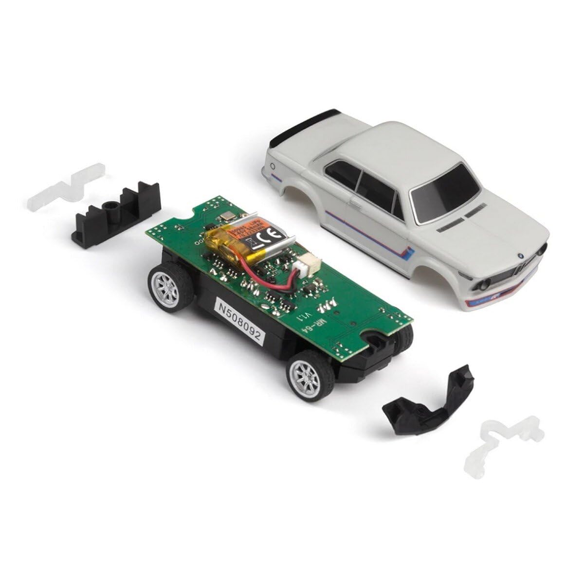 HPI Racing H161400 Nano-TTR BMW 2002 Turbo Weiß - RC Modellauto RTR-Set | Offiziell lizenzierte 1:64 Nachbildung mit LED-Beleuchtung