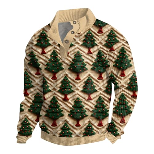 Weihnachtspullover Herren Lustig Cord Weihnachtsmann Druck Weihnachts...