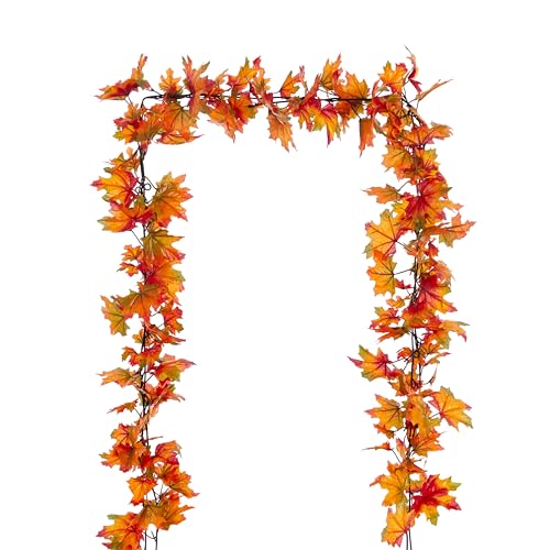 SITUMEIZI Fall Maple Leaves Garland 6.5Ft Leaf Garlands Autumn Foliage Garland for Thanksgiving Door Decorations Fireplace Fall Wedding Party Decorations 1pc
