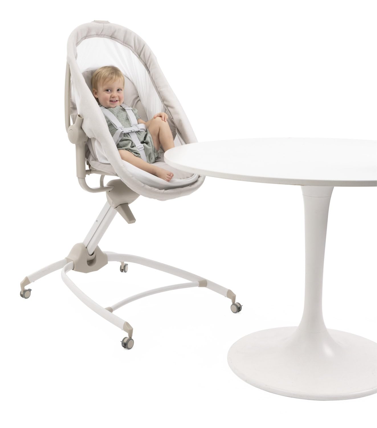 Chicco Baby Hug 4in1 Armonia, Culla, Sdraietta, Seggiolone e Sedia da Tavolo 0-36 Mesi, Altezza Regolabile a Pedale, Barra Gioco e Tessuto a Rete per Circolazione Aria, Soluzione Salvaspazio