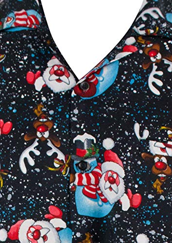 V.H.O. Funky Hawaiian Shirt, Christmas Snowflakes, Black, XL3