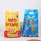PRECORN 50 x torebki na prezenty urodzinowe dla dzieci – torebki Happy Birthday z uchwytem 25 x 16 cm – torebki na słodycze, upominki i dekoracje urodzinowe dla dzieci