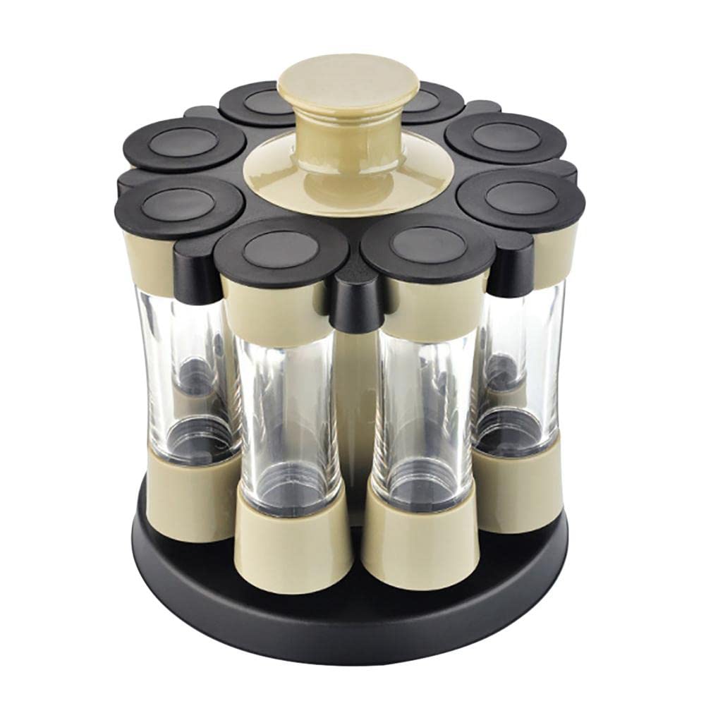 Acfthepiey Eight Slots Rotating Cruet Condiment Spice Rack Seasoning Jar for Pepper Bottle Salt Shaker Tank Kitchen Stand Organizer