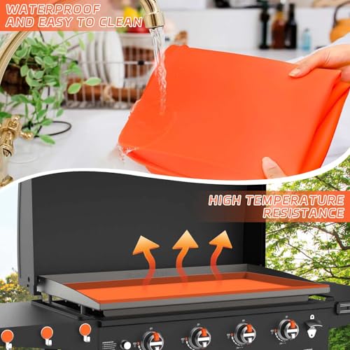 36" Silicone Griddle Cover Mat for Blackstone 36 Inch Griddle Accessories, All-Season Protection Against Dirt & Rust, Food Grade Silicone Grill Mat (Orange) 36" Silicone Griddle Cover Mat for Blackstone 36 Inch Griddle Accessories, All-Season Protection Against Dirt & Rust, Food Grade Silicone Grill Mat (Orange) - Image 5