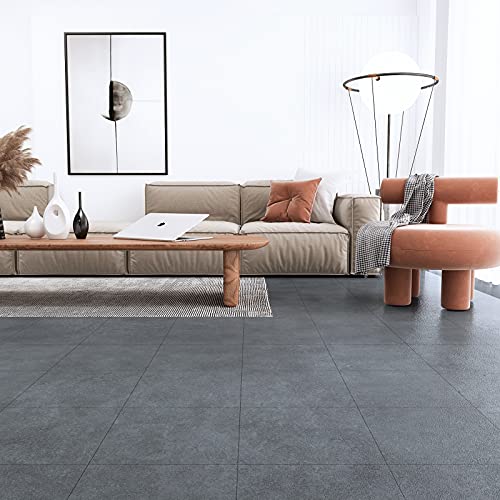 Veelike 12''X12'' Peel And Stick Floor Tile Grey Concrete Vinyl Floor Tile 24 Pack Stick On Tile Flooring Waterproof Self Adhesive Removable Grey Vinyl Floor Tile Sticker For Bathroom Bedroom Kitchen #TOP3