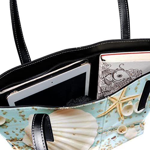 Sac à main femmes grand cabas fourre-tout pour l'été et la plage imprimé mer - 5