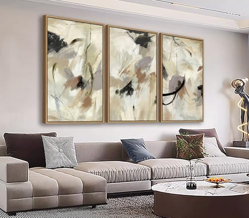 Large Framed Wall Art for Living Room Natural Wood Gold Float Fra...