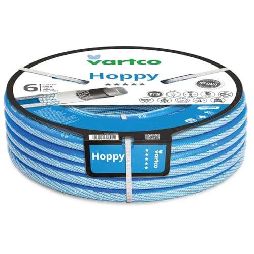 Vartco Hoppy 6-lagiger Gartenschlauch Wasserschlauch Anti Twist Gartenbewässerung Flexibel Flexischlauch UV-beständig 36 Bar (1/2' 30m)