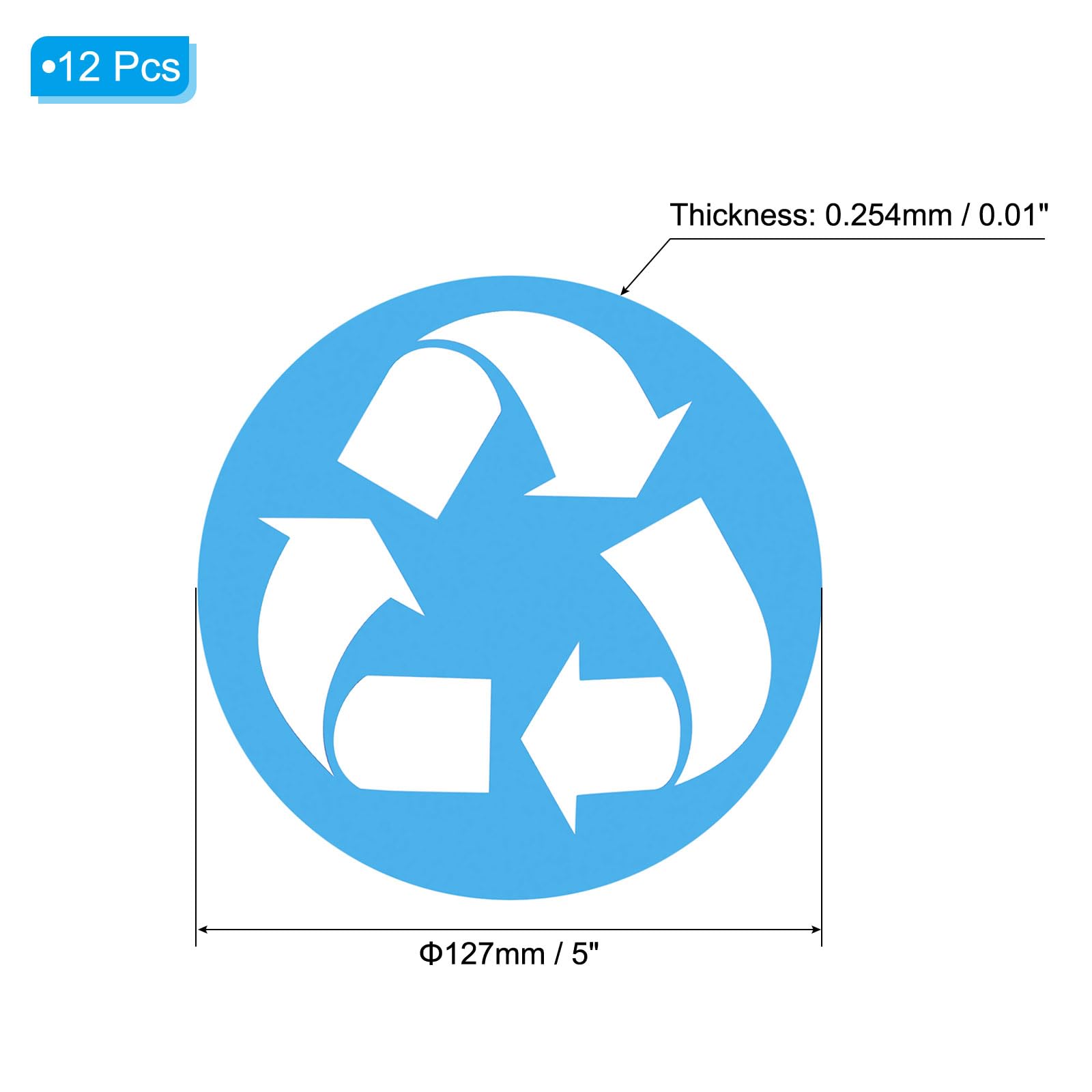PATIKIL Recycle Sticker Bin Labels, 12 Pack 5 Inch Recycling Trash Can Stickers Sign Garbage Label Stickers for Home Office Kitchen, White on Blue - Image 2