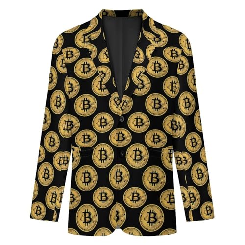 Bitcoin Pattern Men's Classic Fit Suit Two Button Novelty Printed Casual Stylish Blazer4