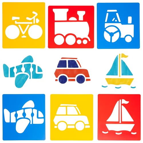 Image of Washable Plastic Stencils | Transportation | Pack of 6 Stencils