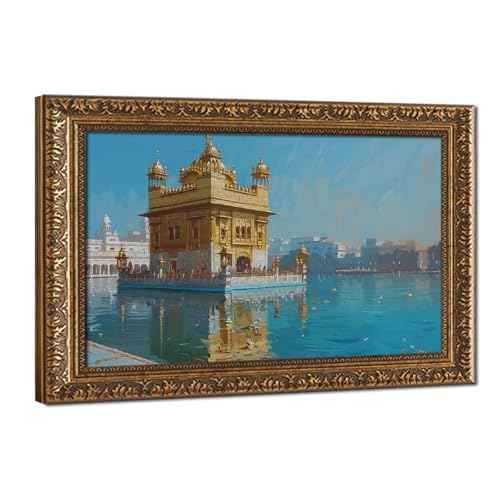 Peinture à l'huile du temple sikh toile 50x75 cm pour salon