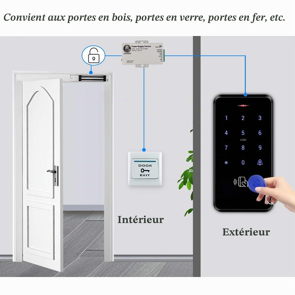 Verrou magnétique électrique étanche 280 kg avec force de maintien, 12 V CC, serrure électromagnétique, contrôle d'accès, peut être installé à l'extérieur