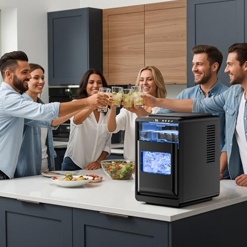 Antarctic Star Crescent Ice Maker, Slow-Melting Countertop Ice Maker, 27 Lbs/24H, 16Pcs in 15Mins, Self-Cleaning,24-Hour Timer, for Home/Kitchen/Office/Party by Antarctic Star - Used condition - Image 7