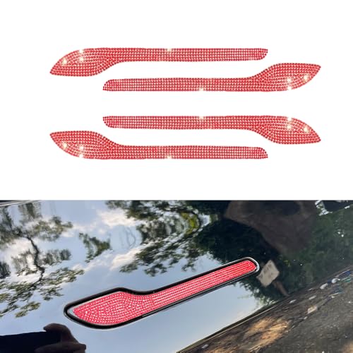 Image of Tesla Door Handle Sticker, American Flag Pattern, Suitable for Model 3 and Model Y (Red)
