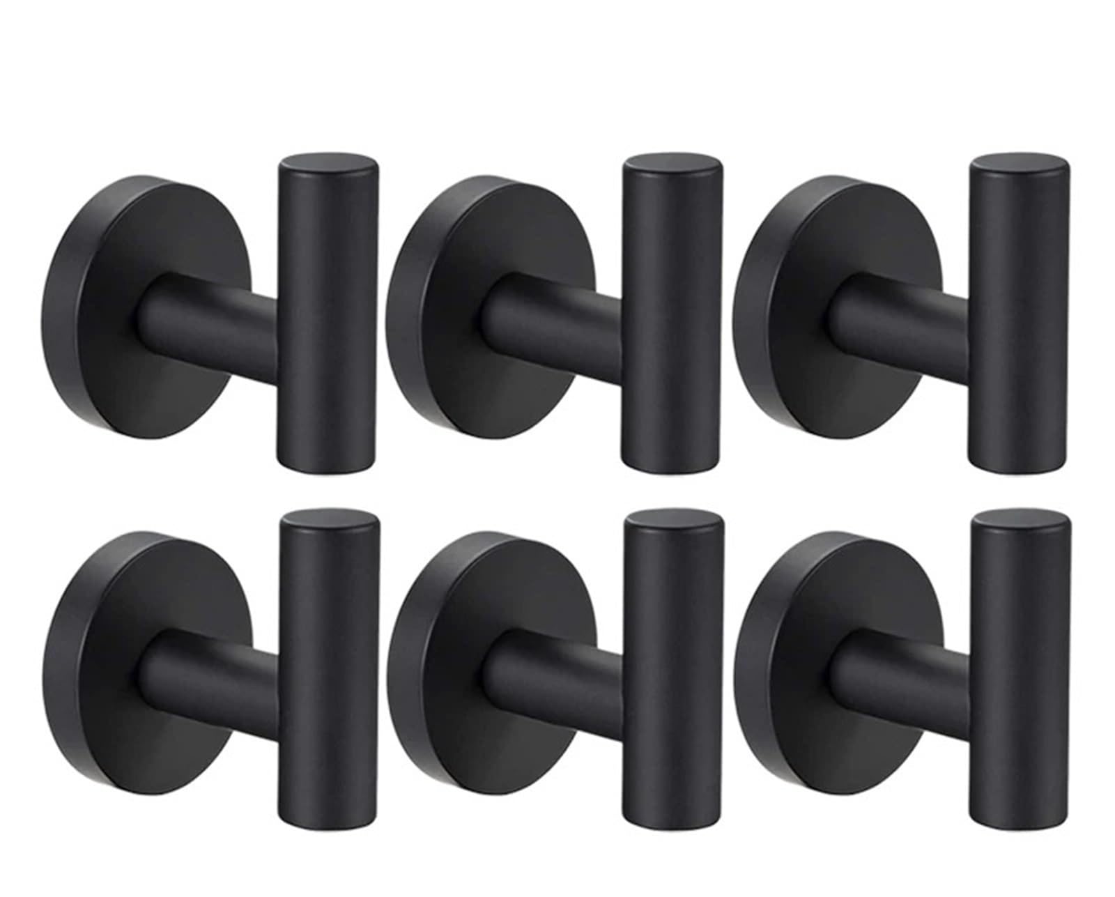 Ganchos de ventosa fuertes de acero inoxidable, gancho montado en la pared, soporte de almacenamiento for baño de alta resistencia, perchas for puerta y abrigo, 6/1 ud.(A-Black,6PCS)