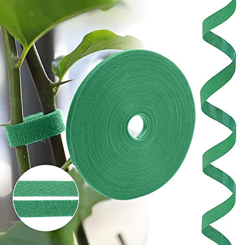URAQT Pflanzenbinder Klett,20m Grün Wiederverschließbar Pflanzenband Doppelseitige Stützbinder 10mm Selbstklebend Rankhilfe Mehrzweck Pflanzenbinder Wetterfeste Rankhilfe für Pflanzen
