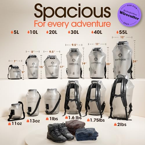 Image of Earth Pak Waterproof Dry Bag - Roll Top Waterproof Backpack Sack Keeps Gear Dry for Kayak with Waterproof Phone Case