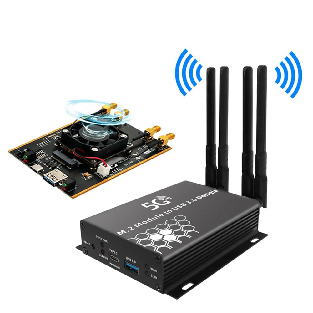 MóDulo M.2 NGFF 4G/5G A Adaptador USB 3.0 Convertidor de Tarjeta WiFi M2 Placa Elevadora con Antena Enfriador Ventilador Ranura para Tarjeta SIM