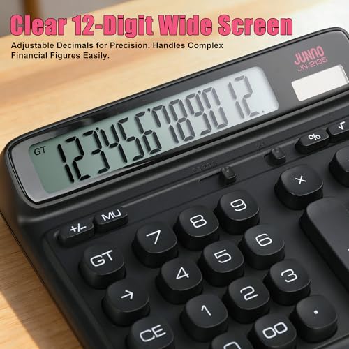 12-Digit Desktop Calculator, Dual Power (Solar & Battery), 7.7inch — view 5