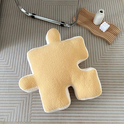 Kuuleyn Puzzle-Kissen, Weiches Kissen, 1 PC-Plüsch-Wurfkissen, Ultraweiches Kissen, Puzzle, Speziell Geformt Für Schlafsofa, Fenster, Heimdekoration(Gelb)
